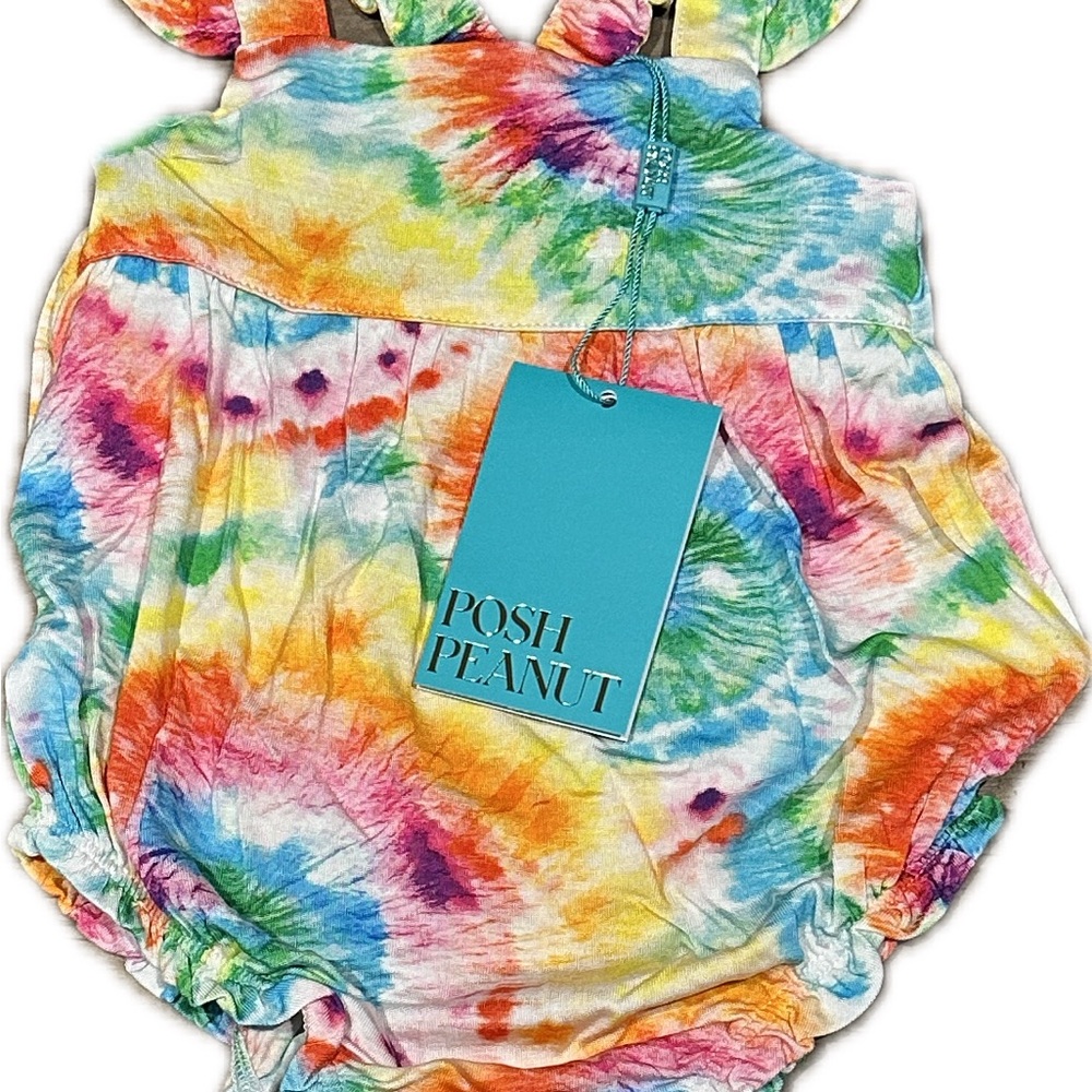 3-6 Posh Peanut Totally Tie Dye Bubble Romper